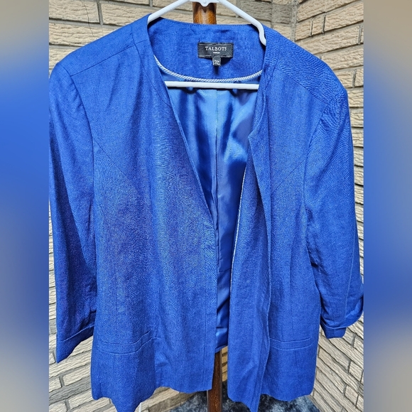 Talbots Linen Open Front Lined Jacket  Sz 22W Excellnt - Picture 1 of 12